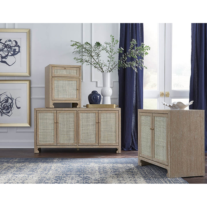 Sofia Cane Cabinet with Brass Hardware-Worlds Away-WORLD-SOFIA GRY-Sideboards & CredenzasGrey Lacquer-4-France and Son