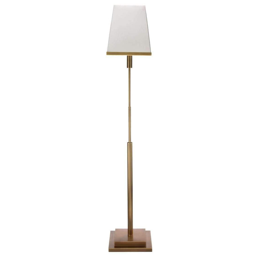 Jud Floor Lamp in Antique Brass with Large Square Open Cone Shade in White Linen-Jamie Young-JAMIEYO-1JUD-FLAB-Floor Lamps-1-France and Son