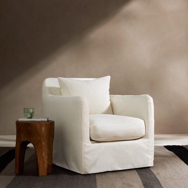 Dade Outdoor Swivel Chair-Natural Ivory-Four Hands-FH-223196-006-Lounge Chairs-2-France and Son