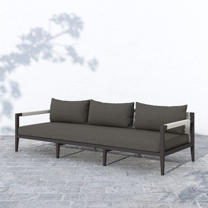 Sherwood Outdoor Sofa-93"-Four Hands-FH-JSOL-10201K-562-Outdoor SofasWeathered Grey-Fsc Teak / Dark Grey Rope-Charcoal-4-France and Son