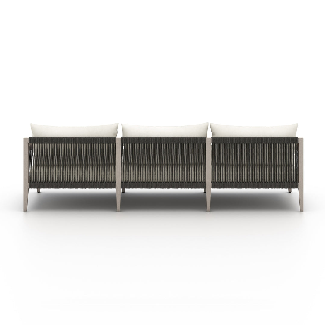 Sherwood Outdoor Sofa-93"-Four Hands-FH-JSOL-10201K-562-Outdoor SofasWeathered Grey-Fsc Teak / Dark Grey Rope-Charcoal-35-France and Son
