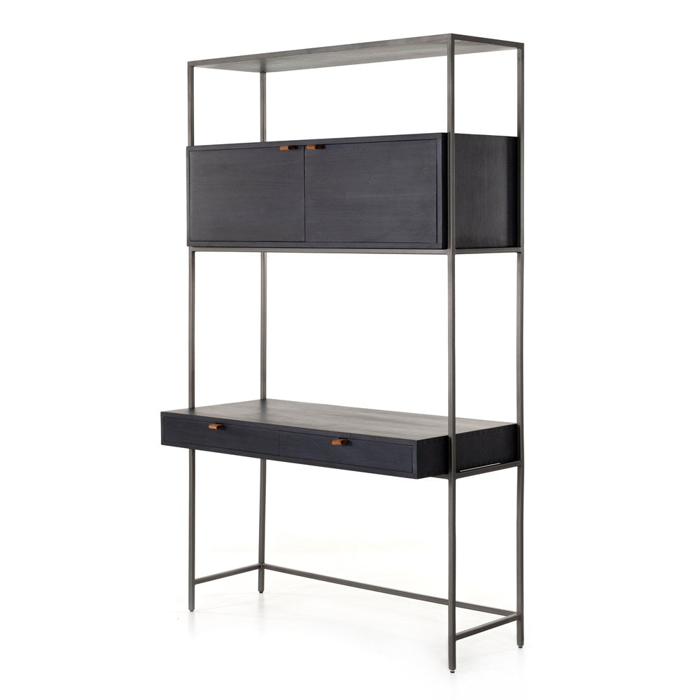 Trey Modular Wall System-Four Hands-FH-223959-002-Bookcases & CabinetsBlack Wash Poplar-Wall Desk-31-France and Son