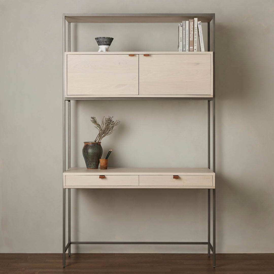 Trey Modular Wall System-Four Hands-FH-223961-001-Bookcases & CabinetsAuburn Poplar-Wide Bookcase-6-France and Son