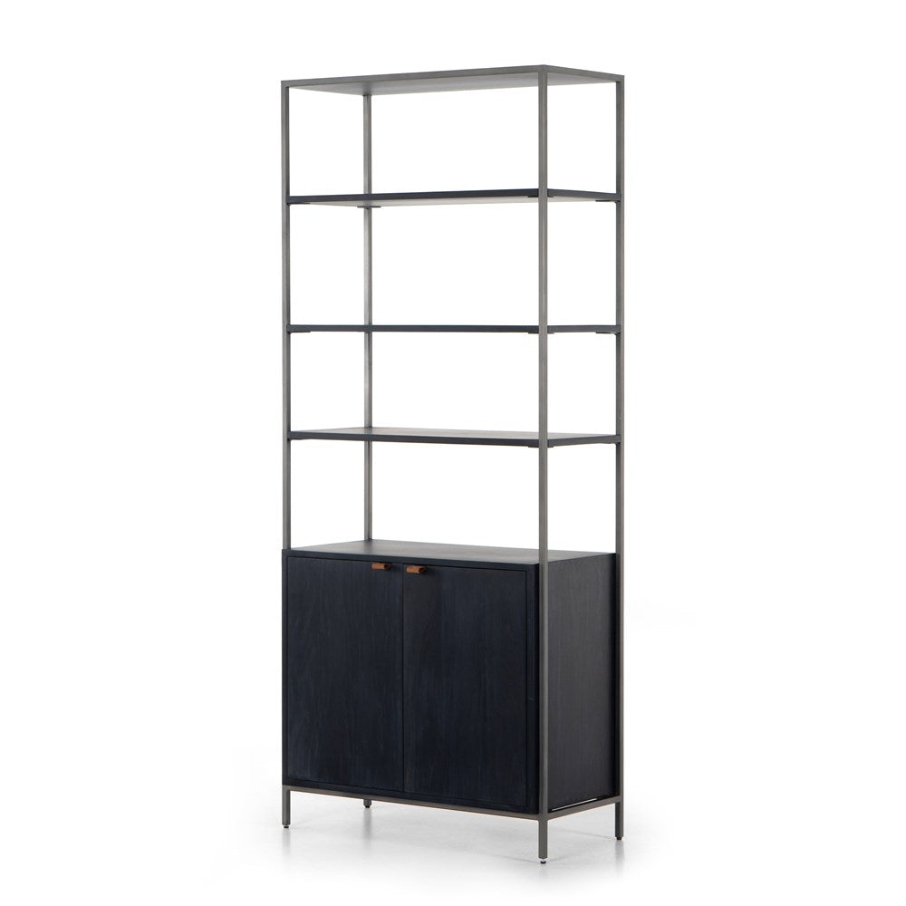 Trey Modular Wall System-Four Hands-FH-223961-002-Bookcases & CabinetsBlack Wash Poplar-Wide Bookcase-16-France and Son