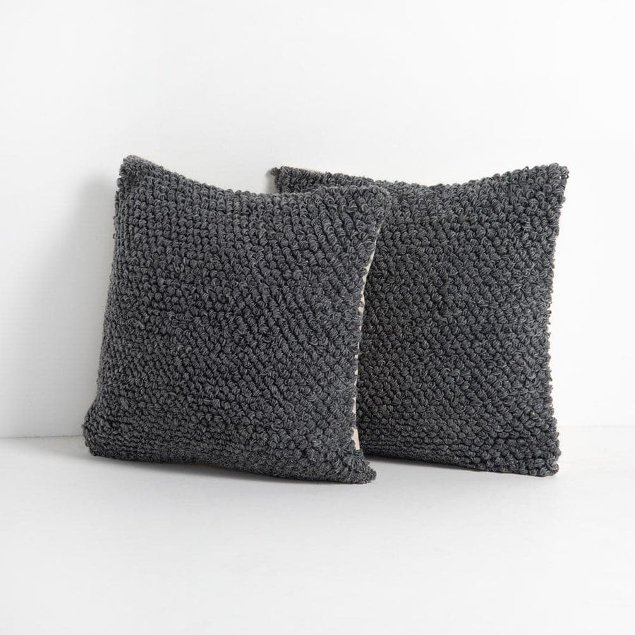 Billa Outdoor Pillow- Set of 2-Four Hands-FH-225296-001-DecorHeathered Charcoal-1-France and Son