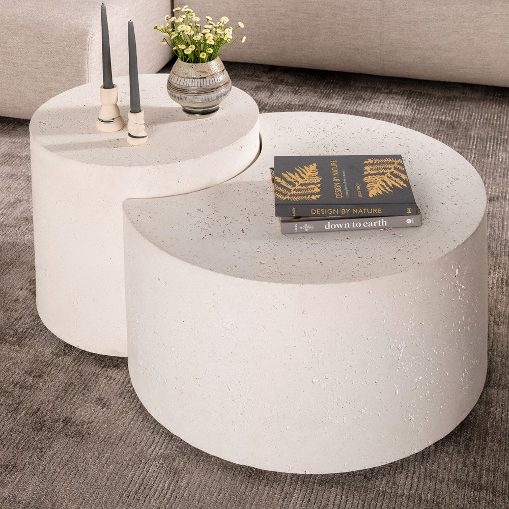 Meza Nesting Coffee Table - Textured White-Four Hands-FH-226313-001-Coffee Tables-3-France and Son