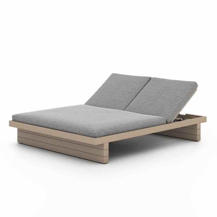 Leroy Outdoor Double Chaise Lounge-Four Hands-FH-227876-002-Chaise LoungesFaye Ash-Washed Brown-5-France and Son