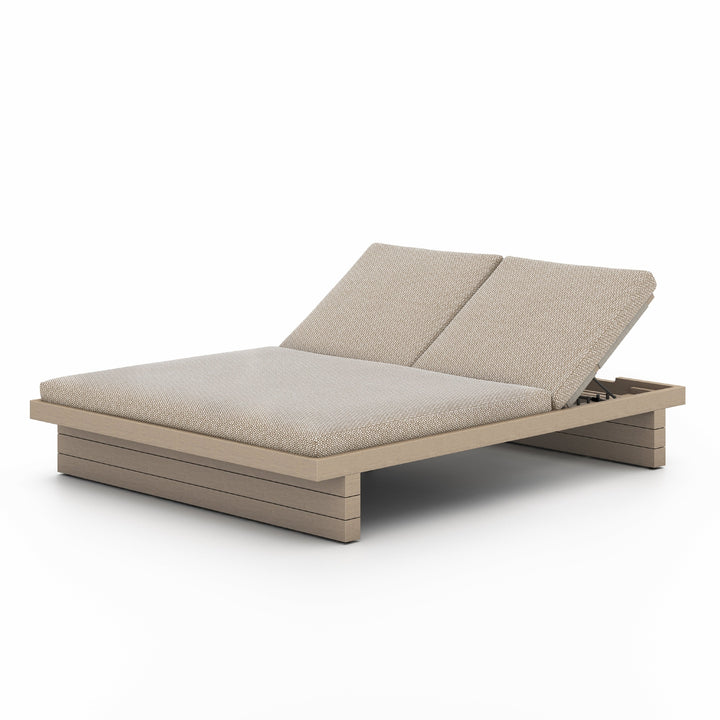 Leroy Outdoor Double Chaise Lounge-Four Hands-FH-227876-004-Chaise LoungesFaye Sand-Washed Brown-8-France and Son