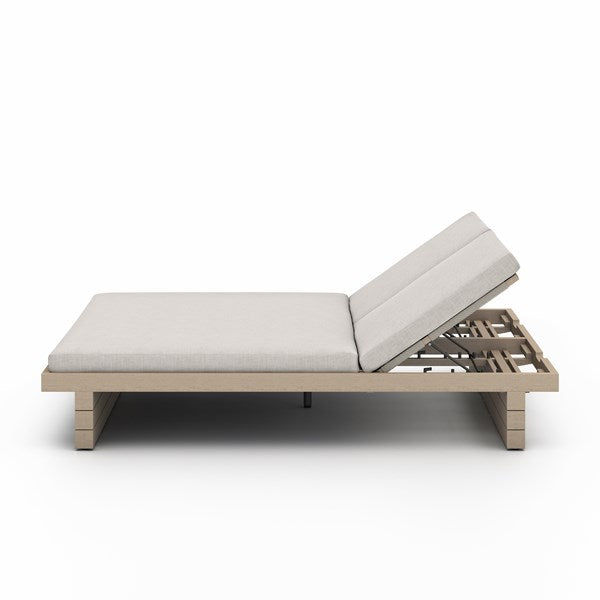 Leroy Outdoor Double Chaise Lounge-Four Hands-FH-227876-005-Chaise LoungesStone Grey-Washed Brown-3-France and Son