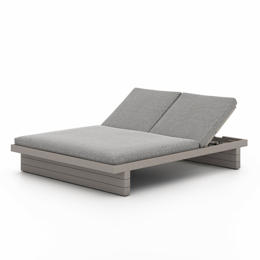 Leroy Outdoor Double Chaise Lounge-Four Hands-FH-227876-007-Chaise LoungesFaye Ash-Weathered Grey-9-France and Son