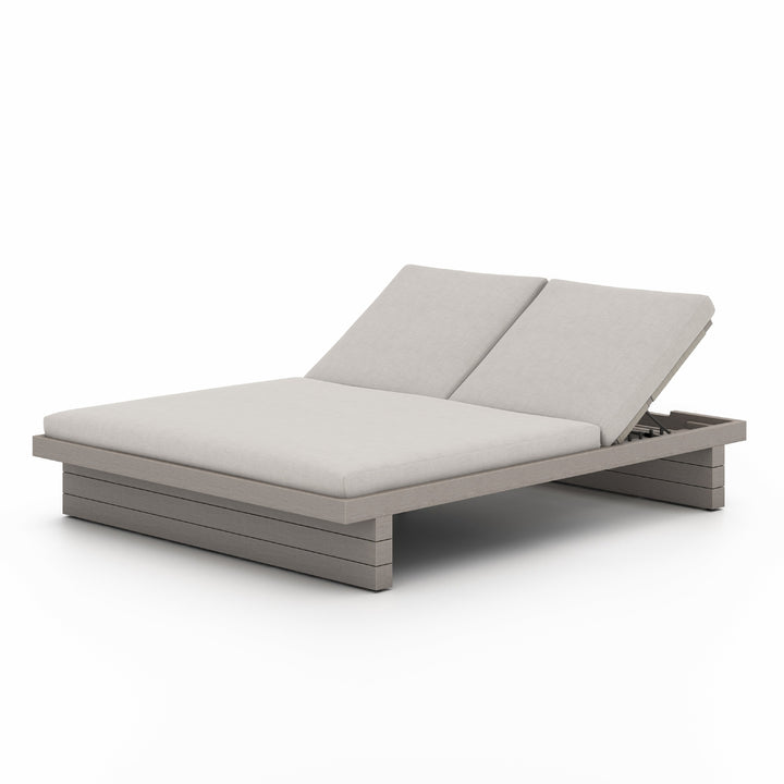 Leroy Outdoor Double Chaise Lounge-Four Hands-FH-227876-010-Chaise LoungesStone Grey-Weathered Grey-12-France and Son