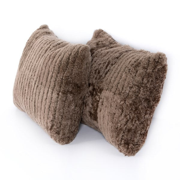 Banded Sheepskin Pillow - Set of 2-Four Hands-FH-228015-001-PillowsBrown Banded Sheepskin - 16x24"-2-France and Son