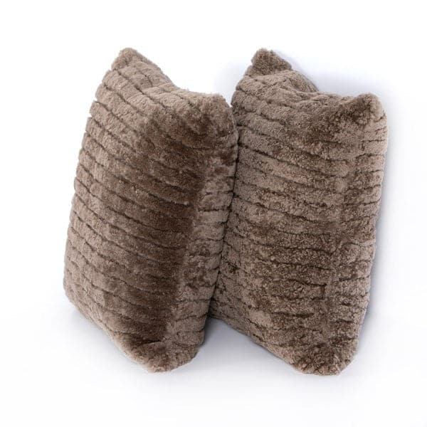 Banded Sheepskin Pillow - Set of 2-Four Hands-FH-228015-001-PillowsBrown Banded Sheepskin - 16x24"-5-France and Son