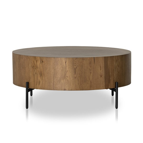 Eaton Drum Coffee Table-Four Hands-FH-228346-001-Coffee TablesDark Gunmetal with Light Oak Resin-6-France and Son