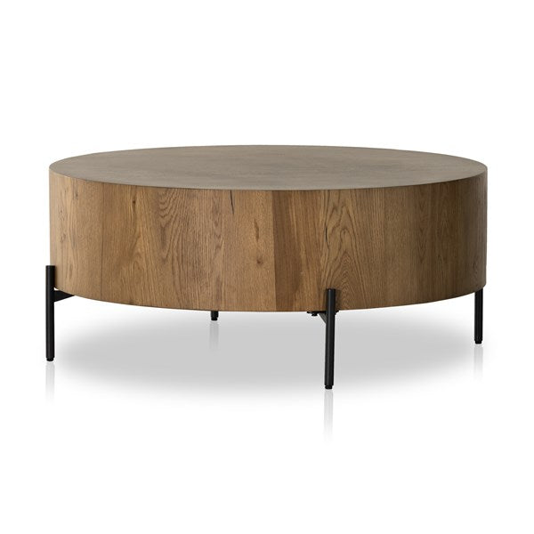 Eaton Drum Coffee Table-Four Hands-FH-228346-002-Coffee TablesDark Gunmetal with Amber Oak Resin-4-France and Son