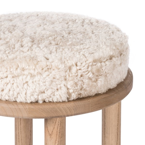 Saldino Stool - Beige Shearling-Four Hands-FH-228599-001-Stools & Ottomans-2-France and Son