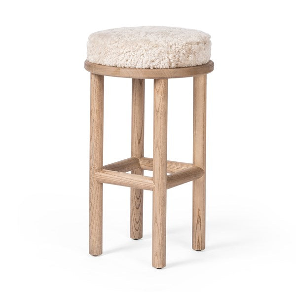 Saldino Stool - Beige Shearling-Four Hands-FH-228599-001-Stools & Ottomans-1-France and Son