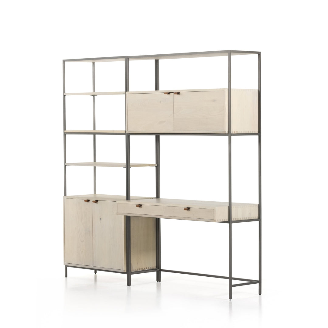 Trey Modular Wall System-Four Hands-FH-228709-003-Bookcases & CabinetsDove Poplar-Wall Desk W/1 Wide Bookcase-43-France and Son