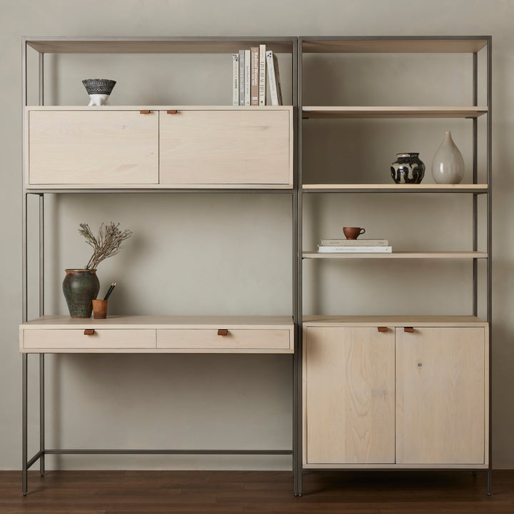 Trey Modular Wall System-Four Hands-FH-223961-001-Bookcases & CabinetsAuburn Poplar-Wide Bookcase-7-France and Son