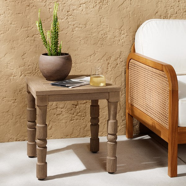 Waller Outdoor End Table-Four Hands-FH-229636-001-Outdoor Side TablesWashed Brown-2-France and Son