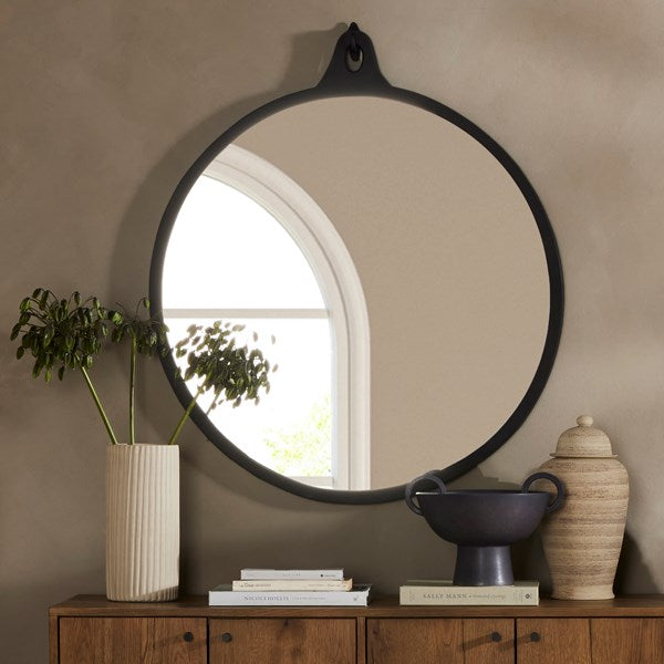 Hyde Round Mirror-Four Hands-FH-229649-002-MirrorsBlack Aluminum-2-France and Son