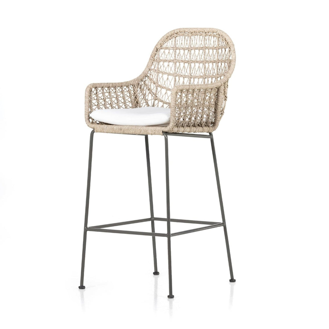 Bandera Outdoor Stool-Four Hands-FH-230095-001-Stools & OttomansBar Stool With Cushion-Vintage White-7-France and Son