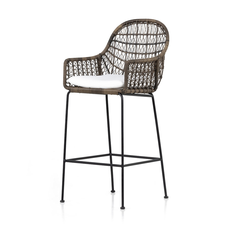 Bandera Outdoor Stool-Four Hands-FH-230095-003-Stools & OttomansBar Stool With Cushion-Distressed Grey-1-France and Son