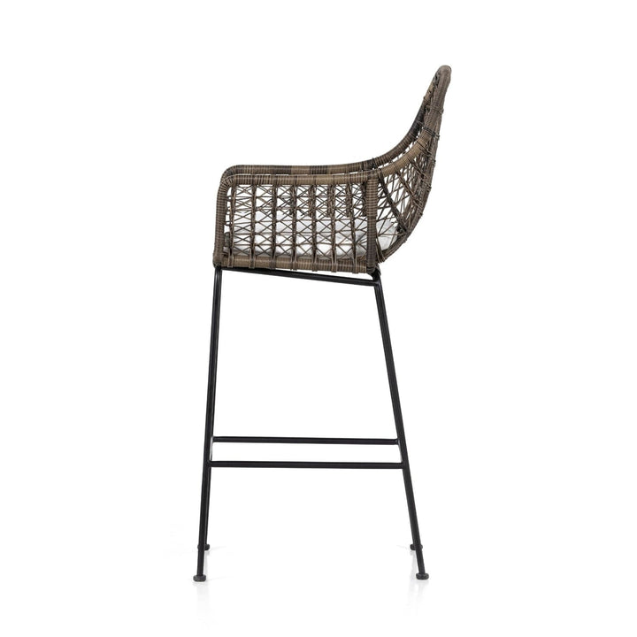 Bandera Outdoor Stool-Four Hands-FH-230095-003-Stools & OttomansBar Stool With Cushion-Distressed Grey-3-France and Son
