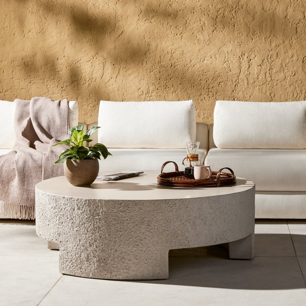 Kember Outdoor Coffee Table - Blanc White-Four Hands-FH-231853-001-Coffee Tables-2-France and Son