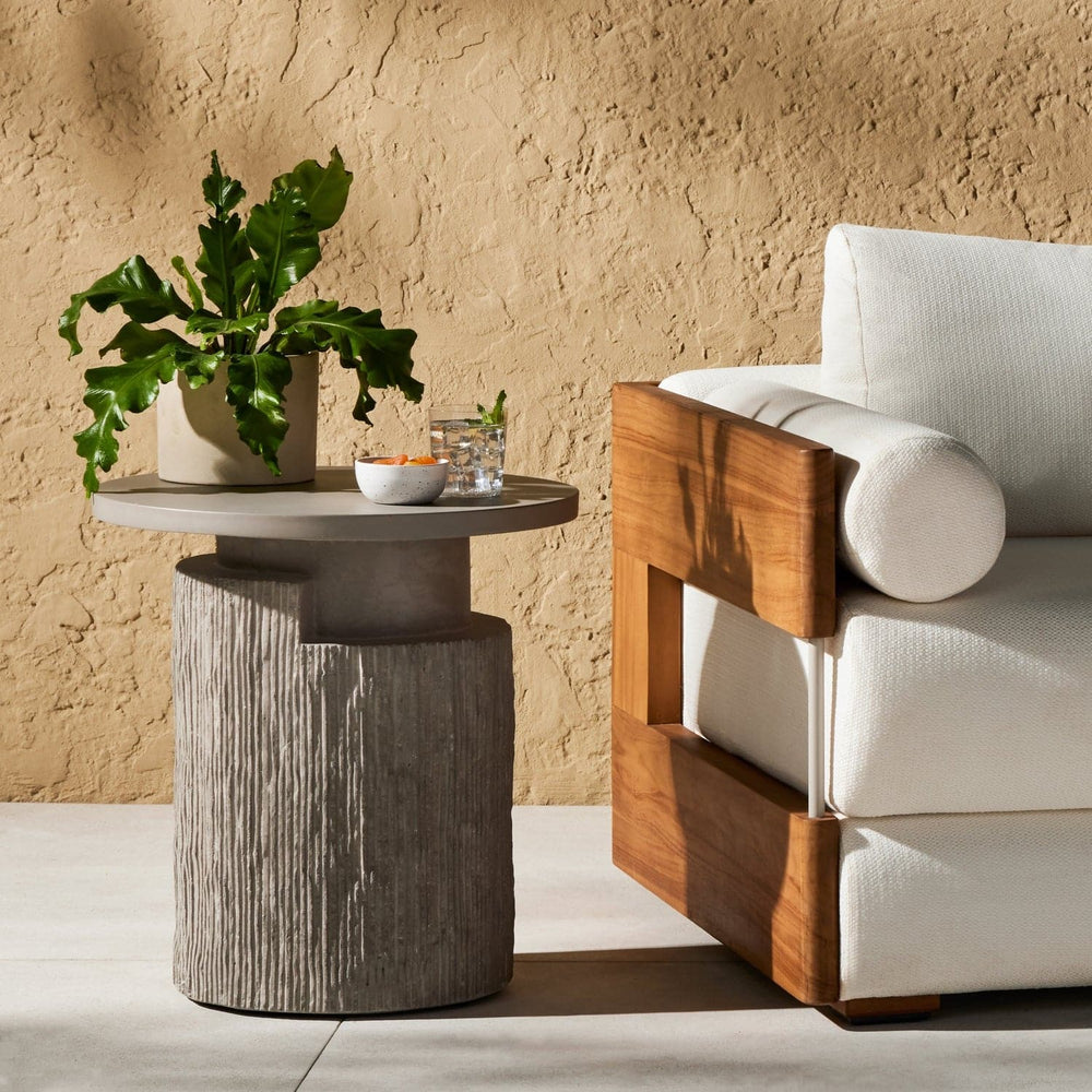 Huron Outdoor End Table - Textured Flint-Four Hands-FH-231884-001-Side Tables-2-France and Son