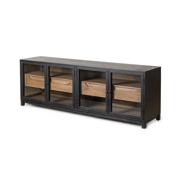 Millie Media Console-Drifted Matte Black-Four Hands-FH-231950-001-Media Storage / TV Stands-1-France and Son