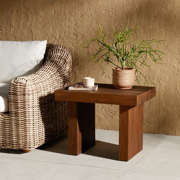 Encino Outdoor End Table-Heritage Brown-Four Hands-FH-232342-003-Outdoor Side Tables-2-France and Son