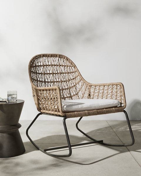 Bandera Outdoor Rocking Chair W/Cushion-Four Hands-FH-233005-001-Outdoor Lounge ChairsDistressed Grey-3-France and Son