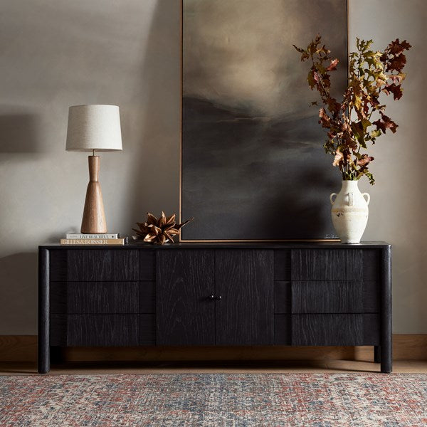 Pollard Media Console-Four Hands-FH-234976-001-Console TablesBrushed Ebony Oak-2-France and Son