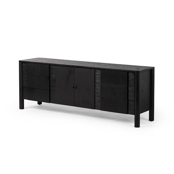 Pollard Media Console-Four Hands-FH-234976-001-Console TablesBrushed Ebony Oak-1-France and Son