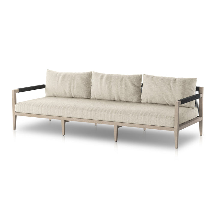 Sherwood Outdoor Sofa - 93"-Four Hands-FH-237619-001-Outdoor SofasWeathered Grey / Dark Grey Rope-Fiqa Boucle Cream-36-France and Son