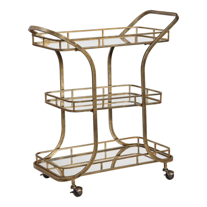 Stassi Gold Serving Cart-Uttermost-UTTM-24876-Bar Storage-3-France and Son