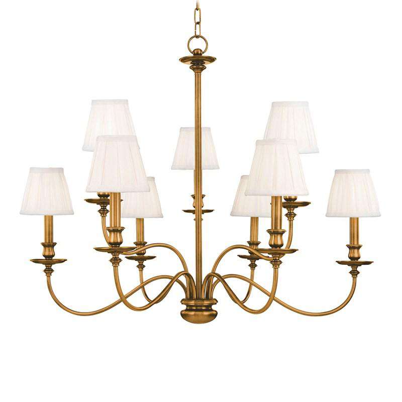 Menlo Park 9 Light Chandelier Aged Brass-Hudson Valley-HVL-4039-AGB-Chandeliers-1-France and Son
