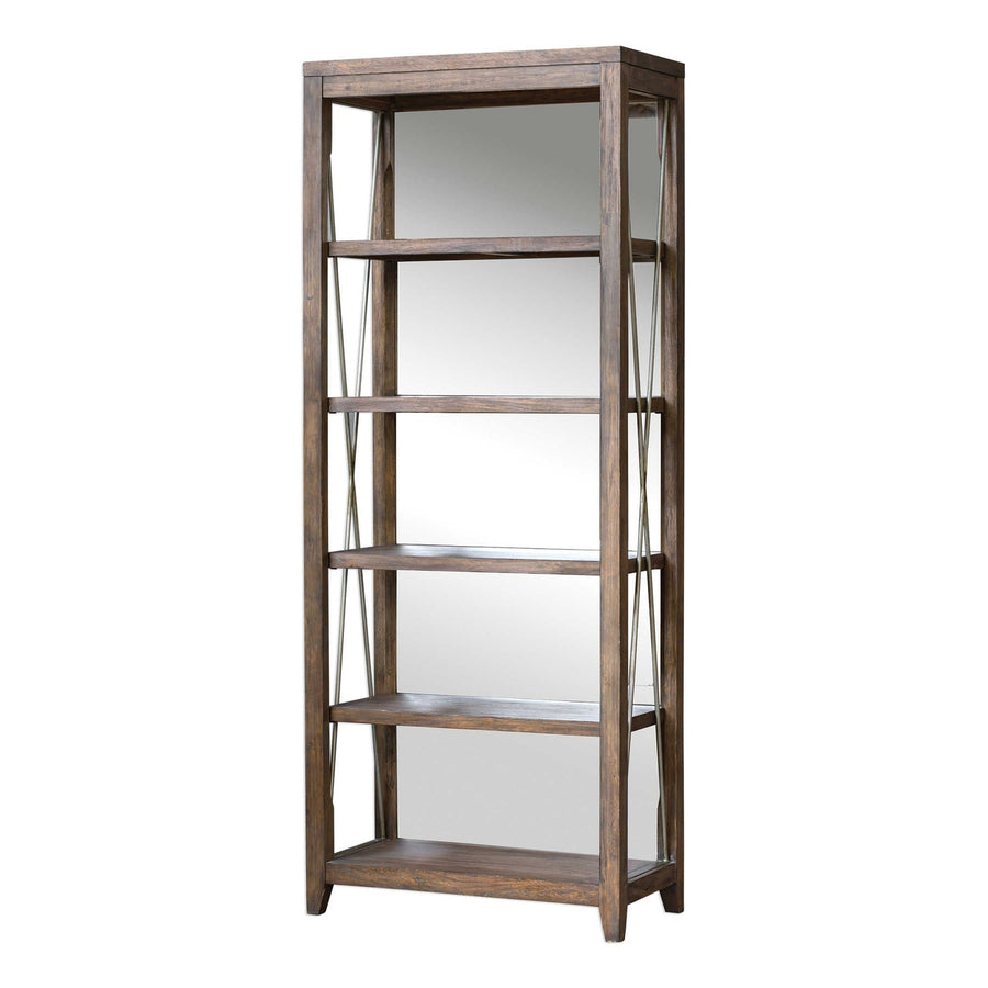 Delancey Weathered Oak Etagere-Uttermost-UTTM-25434-Bookcases & Cabinets-1-France and Son