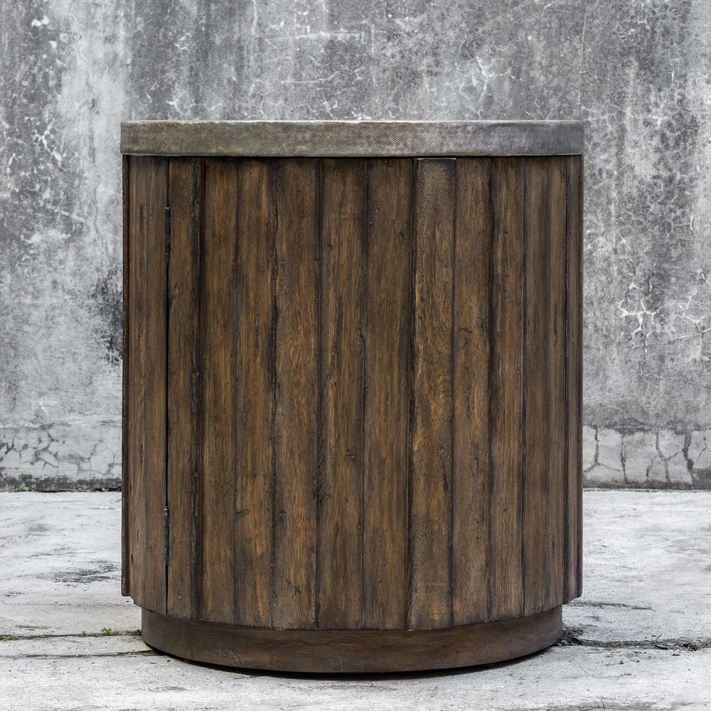 Maxfield Wooden Drum Accent Table-Uttermost-UTTM-25779-Side Tables-2-France and Son