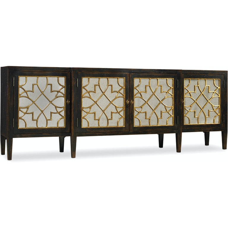 Sanctuary Four-Door Mirrored Console-Hooker-HOOKER-3005-85005-Sideboards & CredenzasEbony-2-France and Son