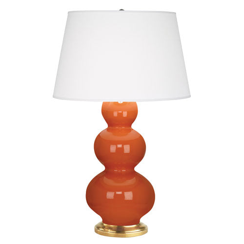Triple Gourd Table Lamp - Antique Natural Brass 32.75"H-Robert Abbey Fine Lighting-ABBEY-312X-Table LampsPumpkin Glazed With Antique Natural Brass Finished-2-France and Son