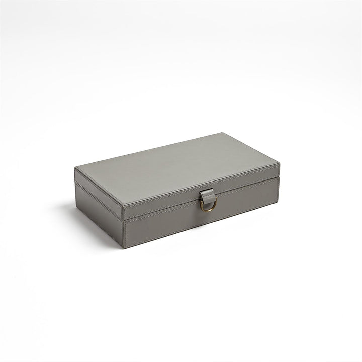 Marbled Leather D Ring Box-Global Views-GVSA-9.93359-Baskets & BoxesMedium-Dark Grey-8-France and Son