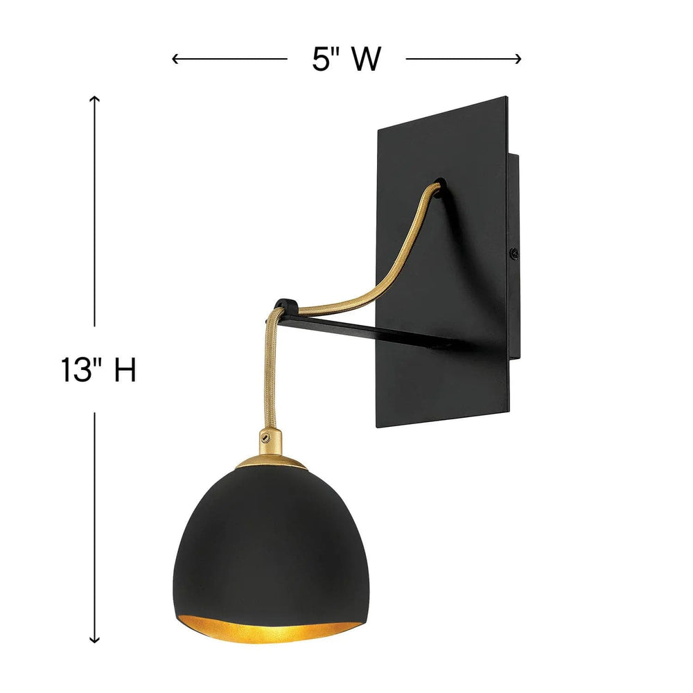 Sconce Nula - Single Light-Hinkley Lighting-HINKLEY-35900SHB-Wall LightingShell Black with Gold Leaf accents-2-France and Son
