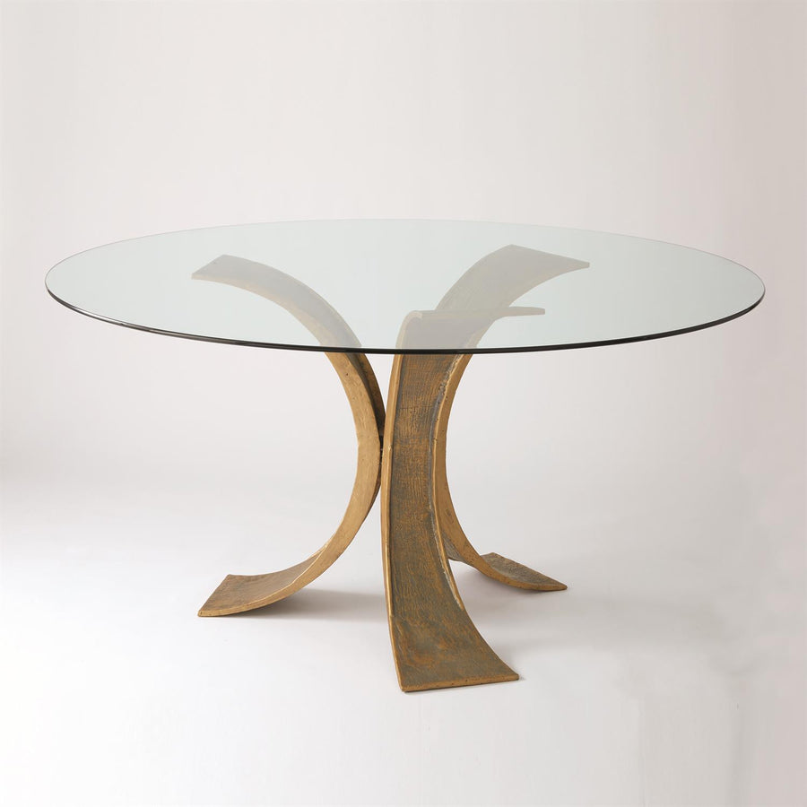 Lotus Dining Table Glass Top-Antique-Global Views-GVSA-7.80562-Dining Tables60"-Antique Gold/Bronze-1-France and Son