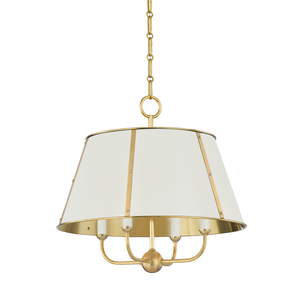 Cambridge 4 Light Chandelier-Hudson Valley-HVL-MDS120-AGB/OW-ChandeliersAged Brass/Off White-2-France and Son