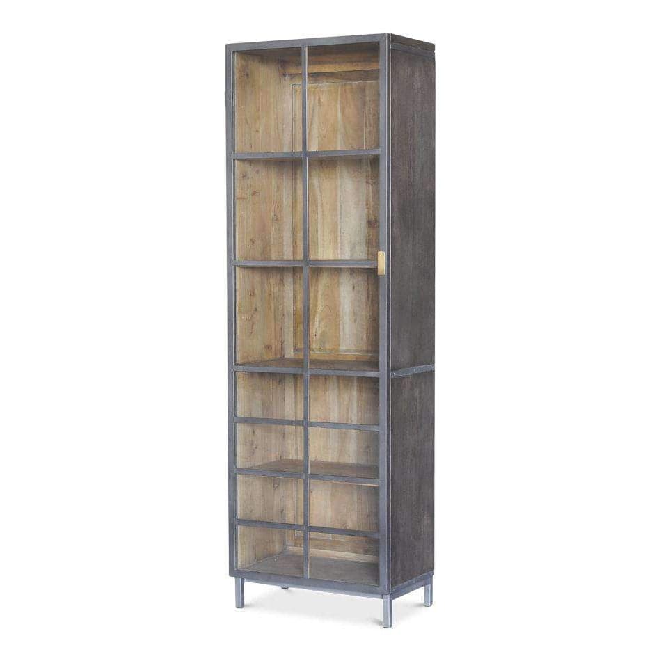 A Gem Of A Handle Display Cabinet-SARREID-SARREID-40661L-Bookcases & CabinetsMoleskin Grey-Left-5-France and Son