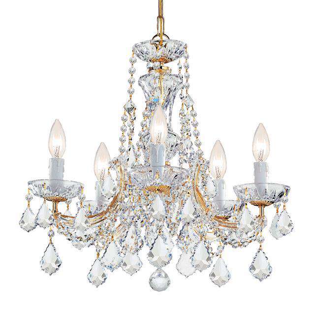 Maria Theresa 5 Light Mini Chandelier-Crystorama Lighting Company-CRYSTO-4476-GD-CL-MWP-ChandeliersGold-Clear Crystal-1-France and Son