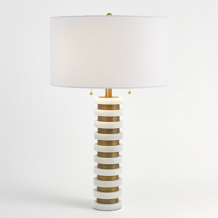 Marble Stack Lamp - White-Global Views-GVSA-8.82882-Table Lamps-1-France and Son