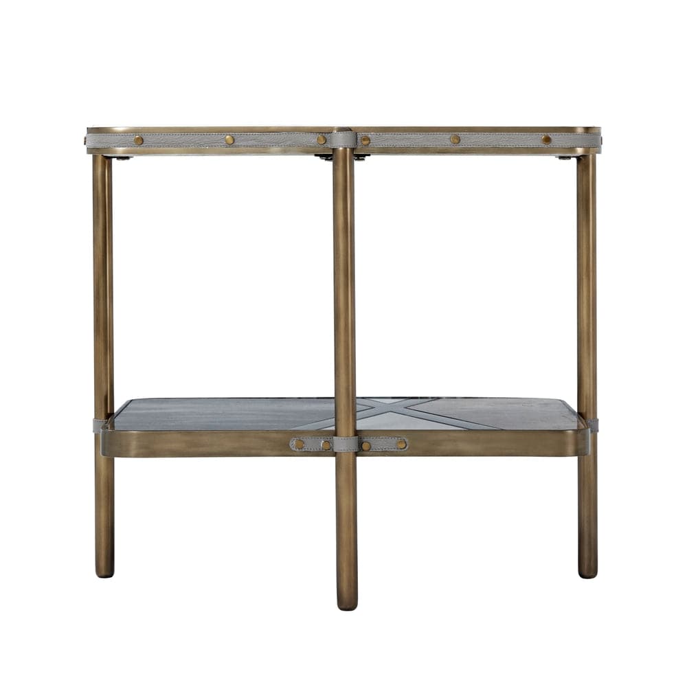 Iconic Two Tiered Side Table-Theodore Alexander-THEO-5029-086-Side TablesStriated White Marble-2-France and Son